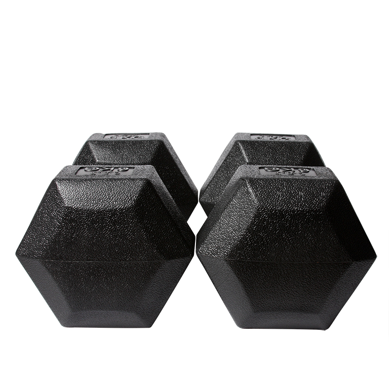 Rubber Coated Solid Steel Hexagonal Dumbbell